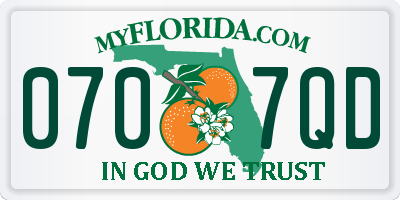 FL license plate 0707QD