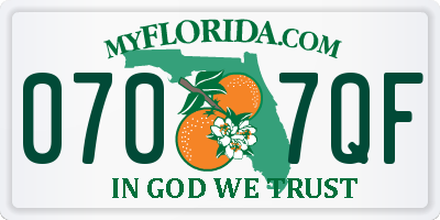 FL license plate 0707QF