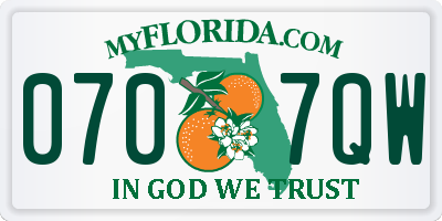 FL license plate 0707QW