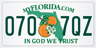 FL license plate 0707QZ