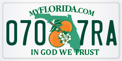 FL license plate 0707RA