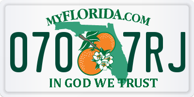 FL license plate 0707RJ