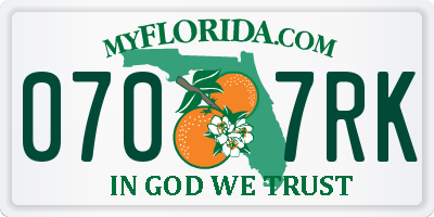 FL license plate 0707RK
