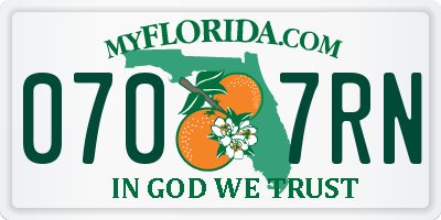 FL license plate 0707RN