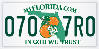 FL license plate 0707RO
