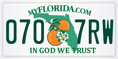FL license plate 0707RW