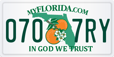 FL license plate 0707RY