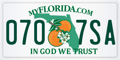 FL license plate 0707SA