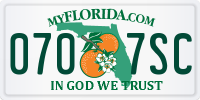 FL license plate 0707SC