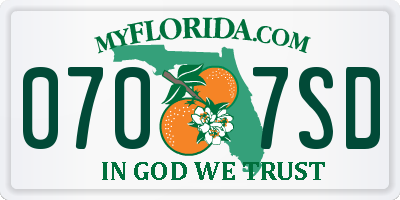 FL license plate 0707SD