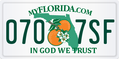FL license plate 0707SF