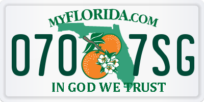 FL license plate 0707SG
