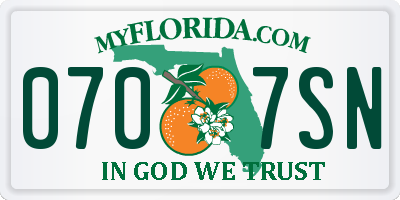 FL license plate 0707SN