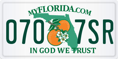 FL license plate 0707SR