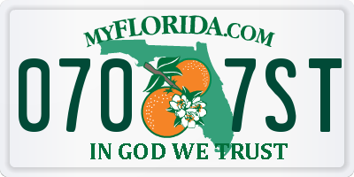 FL license plate 0707ST