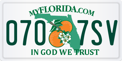 FL license plate 0707SV