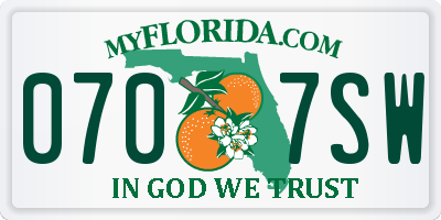 FL license plate 0707SW