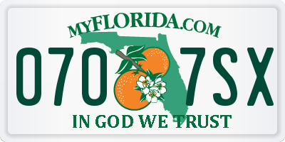 FL license plate 0707SX