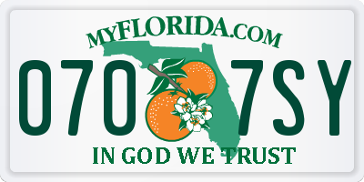 FL license plate 0707SY