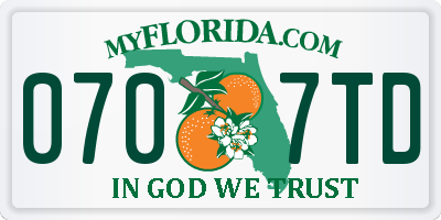 FL license plate 0707TD