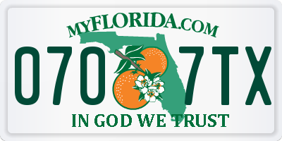 FL license plate 0707TX