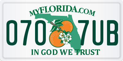 FL license plate 0707UB