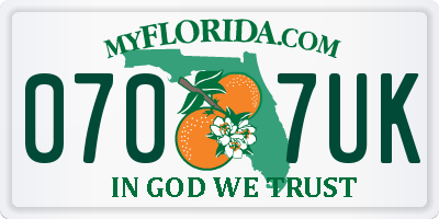 FL license plate 0707UK