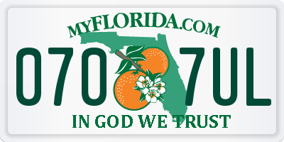 FL license plate 0707UL