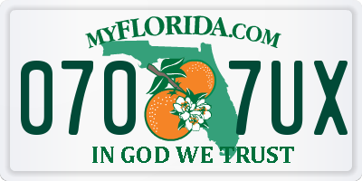 FL license plate 0707UX