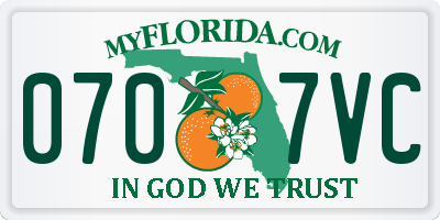 FL license plate 0707VC