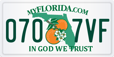 FL license plate 0707VF