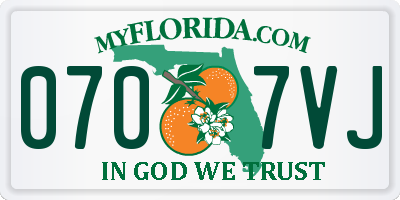FL license plate 0707VJ