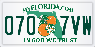 FL license plate 0707VW