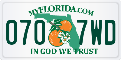 FL license plate 0707WD