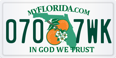 FL license plate 0707WK