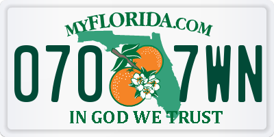 FL license plate 0707WN
