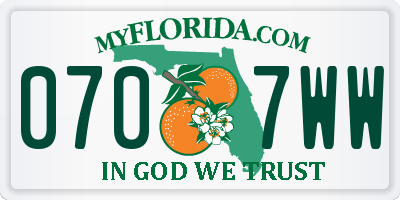 FL license plate 0707WW