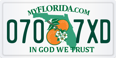 FL license plate 0707XD
