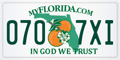 FL license plate 0707XI