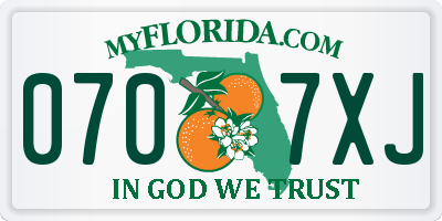 FL license plate 0707XJ