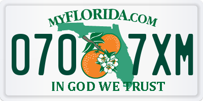 FL license plate 0707XM