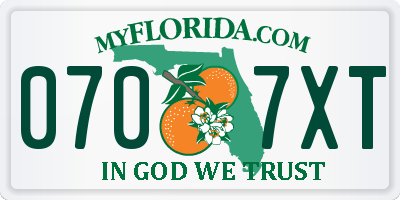 FL license plate 0707XT