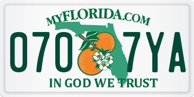 FL license plate 0707YA