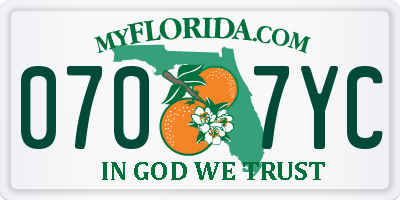 FL license plate 0707YC