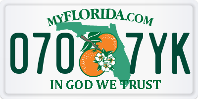 FL license plate 0707YK