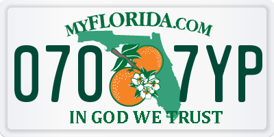 FL license plate 0707YP