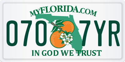 FL license plate 0707YR