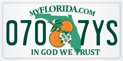 FL license plate 0707YS