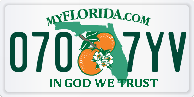 FL license plate 0707YV
