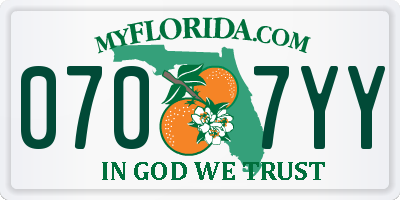 FL license plate 0707YY